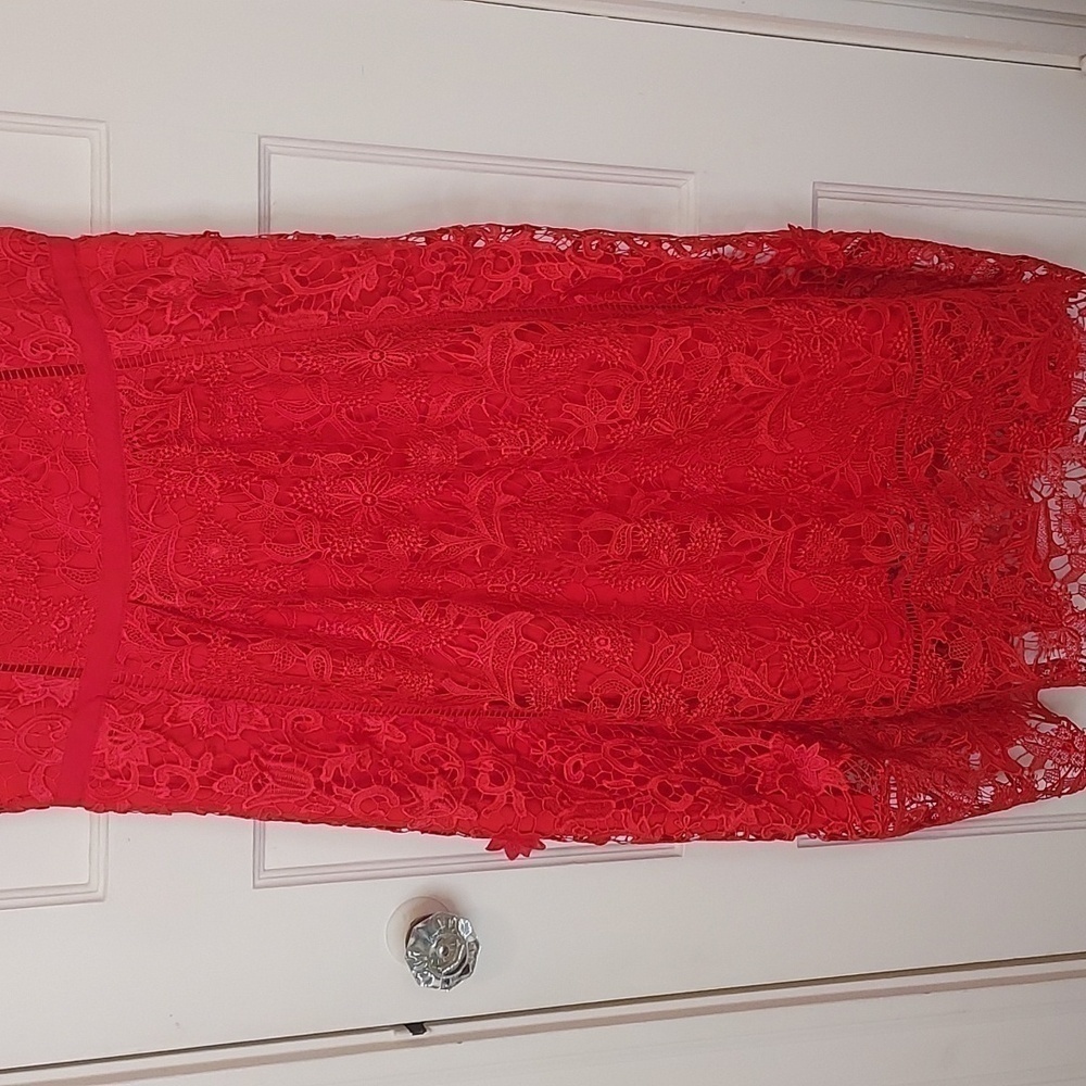 Ted Baker Valens Red Lace Midi Dress - Picture 7 of 12